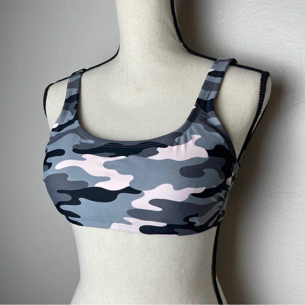 D/DD Cup Tie Back Bikini Top || Medium || Adjustable Straps Camo Print